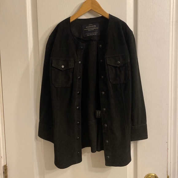 Allsaints Perine Leather Shirt - Picture 1 of 5
